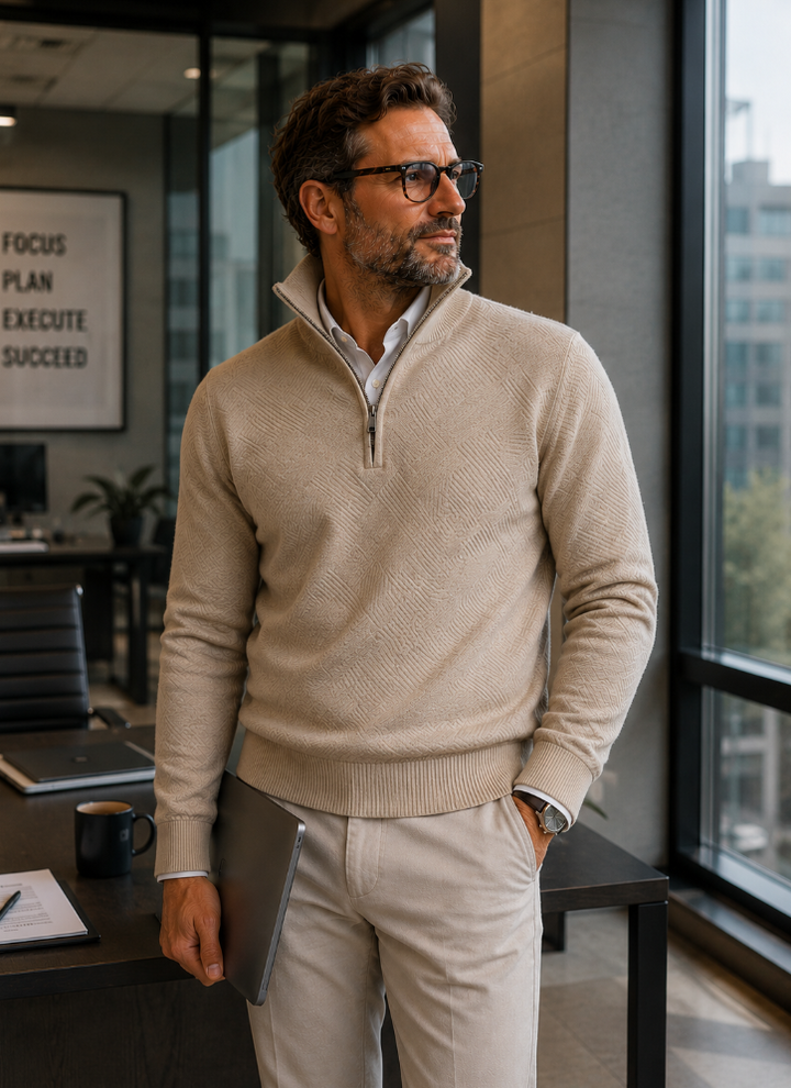 Rafael | Vintage-Zip-Pullover mit geometrischem Design