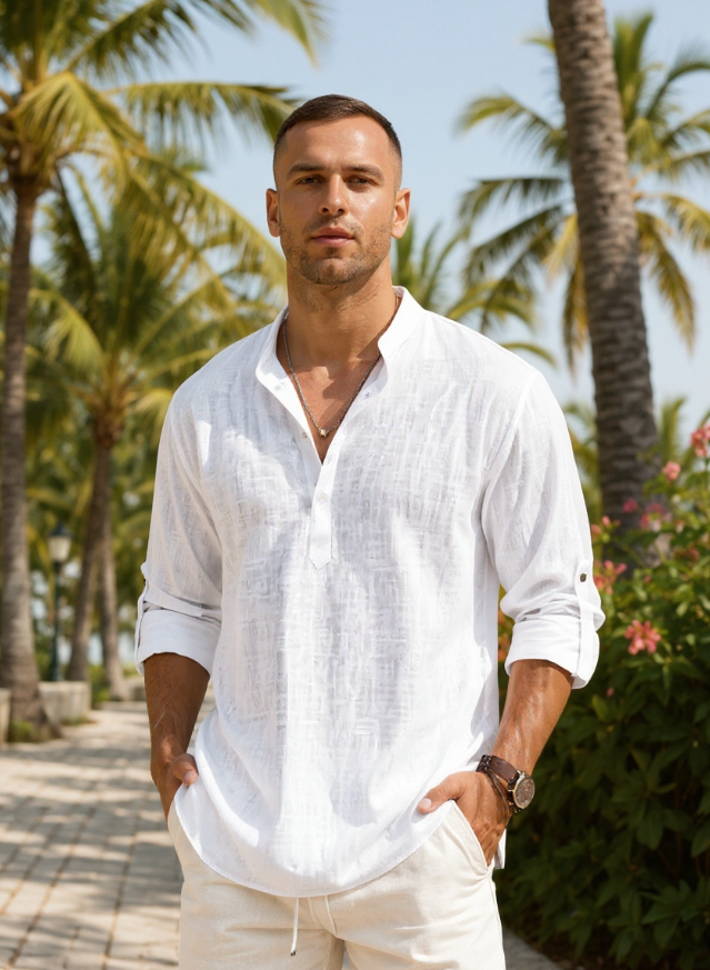 Hans | Herren Baumwoll-Leinen Hemd (1+1 GRATIS)