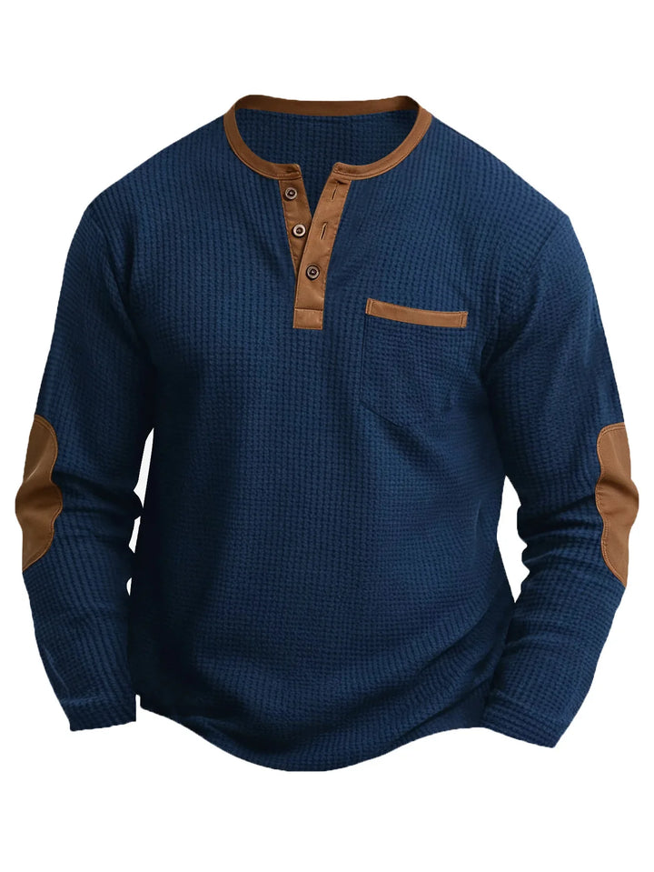 Winfried | Henley-Pullover mit Waffelstruktur