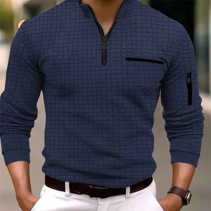 Lorenz | Herrenpullover mit Reißverschluss und Struktur