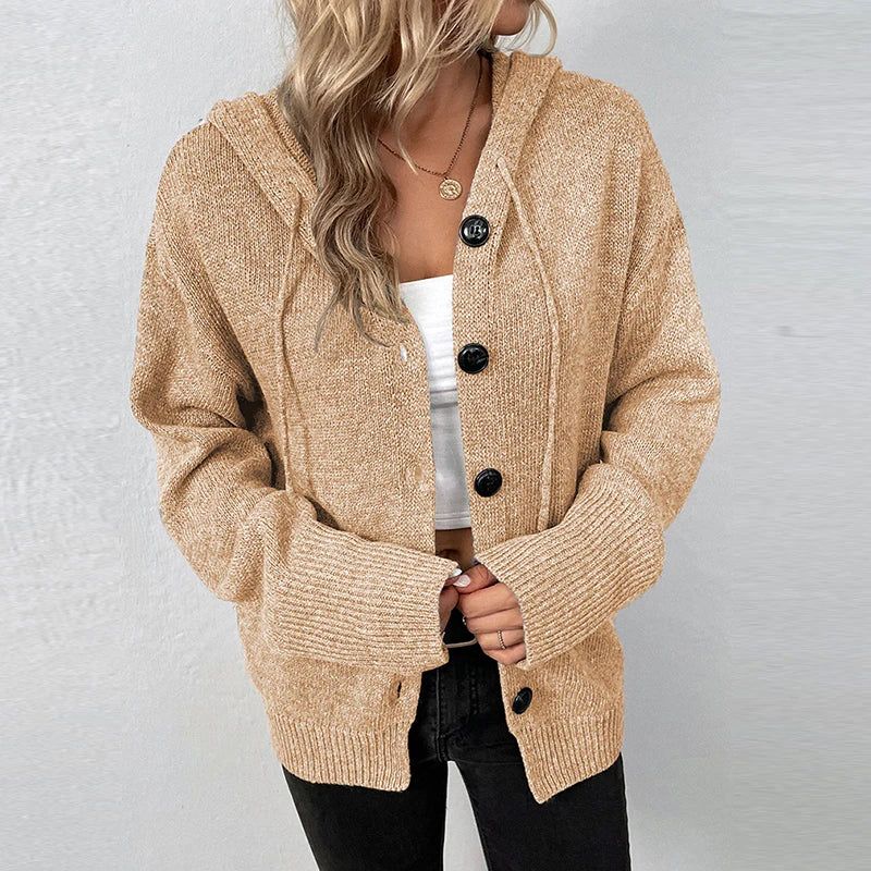 Cäcilie | Strickjacke mit Kapuze und Kordelzug