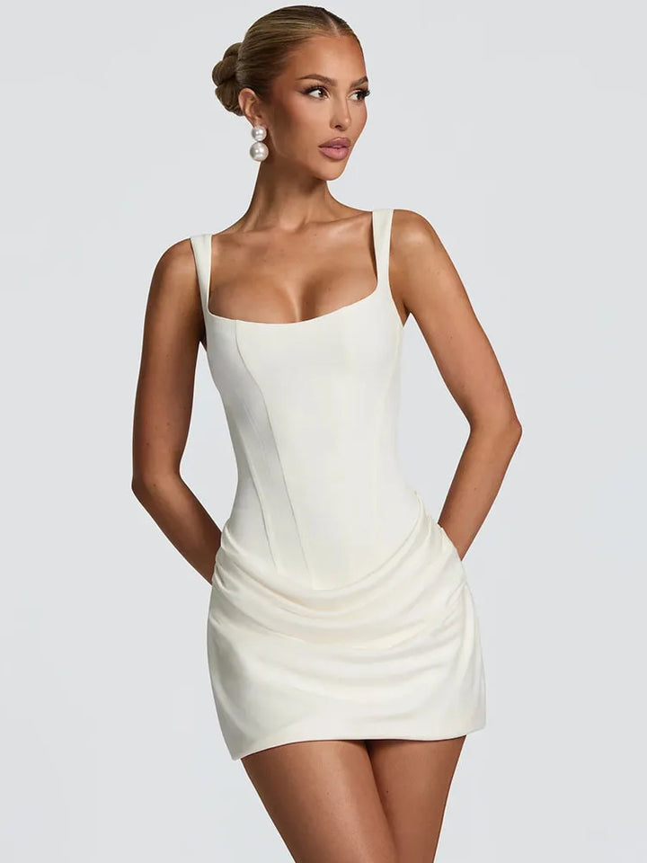 Hildburg | Kleid in Korsagen-Optik mit drapiertem Rock