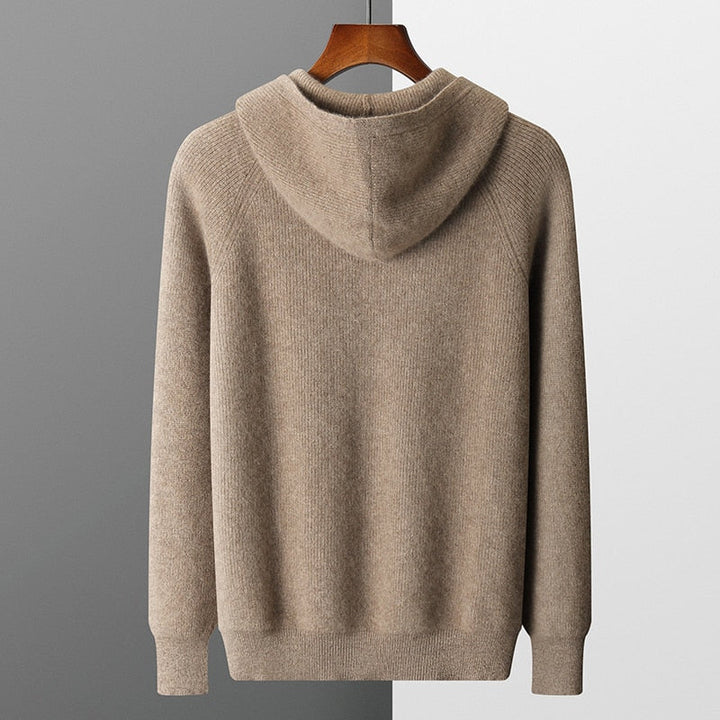 Gebhard | Strickjacke mit Kapuze und durchgehendem Reißverschluss