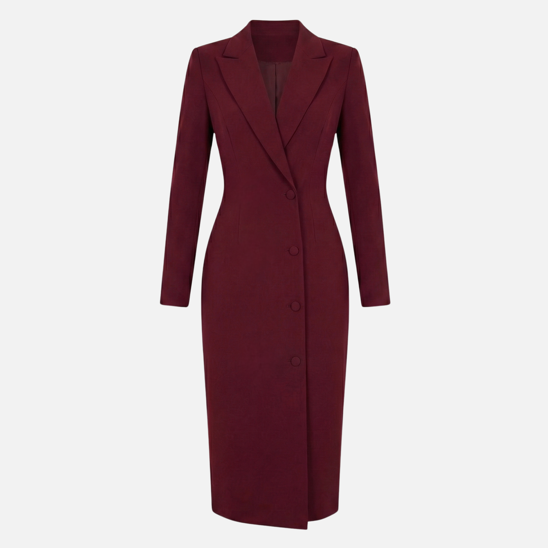 Stefanie | Strukturiertes Midikleid mit Ton-in-Ton-Knöpfen
