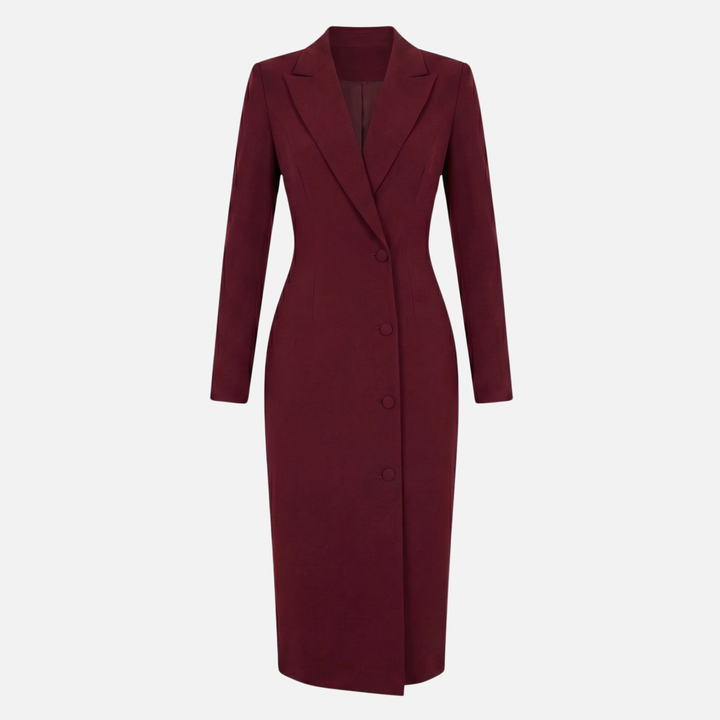 Stefanie | Strukturiertes Midikleid mit Ton-in-Ton-Knöpfen
