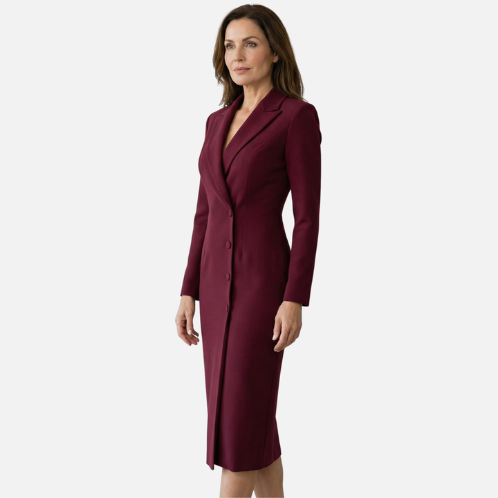 Stefanie | Strukturiertes Midikleid mit Ton-in-Ton-Knöpfen