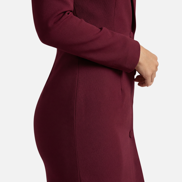 Stefanie | Strukturiertes Midikleid mit Ton-in-Ton-Knöpfen