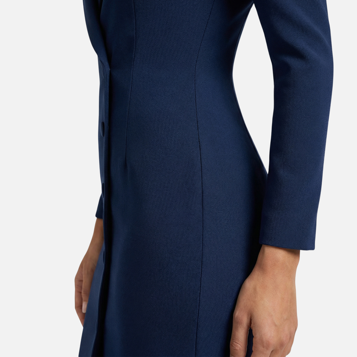 Stefanie | Strukturiertes Midikleid mit Ton-in-Ton-Knöpfen