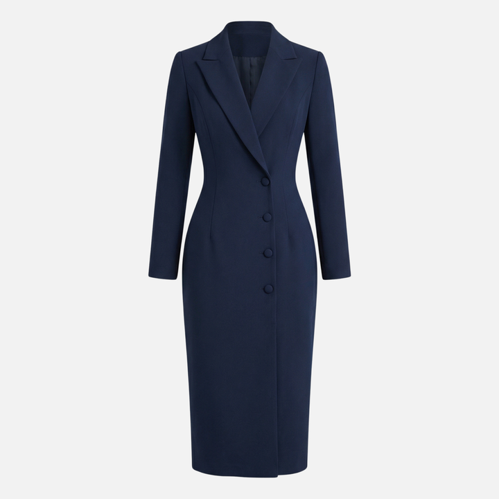 Stefanie | Strukturiertes Midikleid mit Ton-in-Ton-Knöpfen