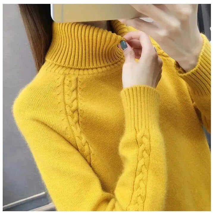 Herlinde | Rollkragenpullover mit Zopfmuster und schmeichelnder Passform