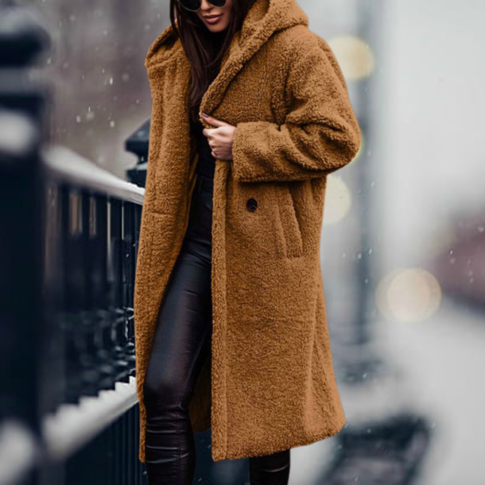 Irma | Lange Übergangsjacke mit Kapuze und warmer Bedeckung