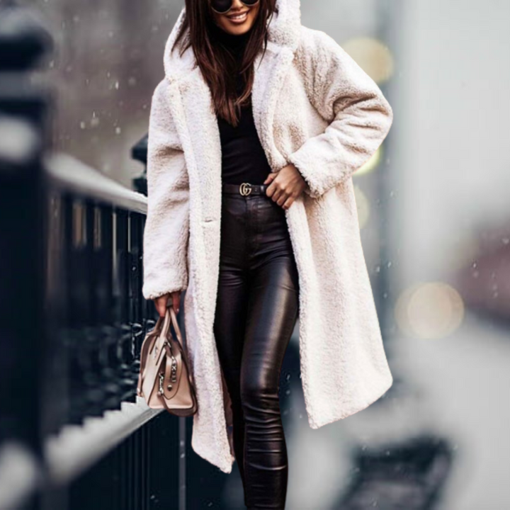 Irma | Lange Übergangsjacke mit Kapuze und warmer Bedeckung