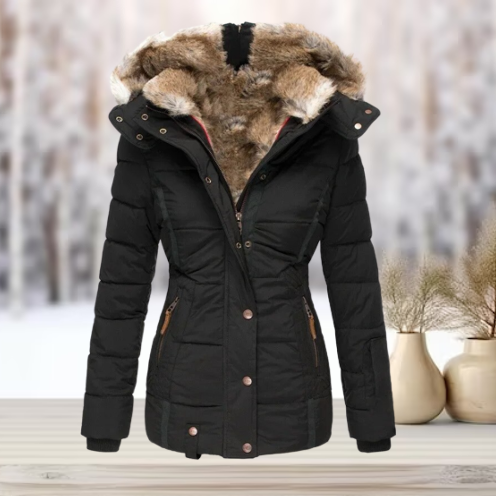 Berta-Minna | Winterjacke mit Knopf- und Reißverschluss und warmem Futter