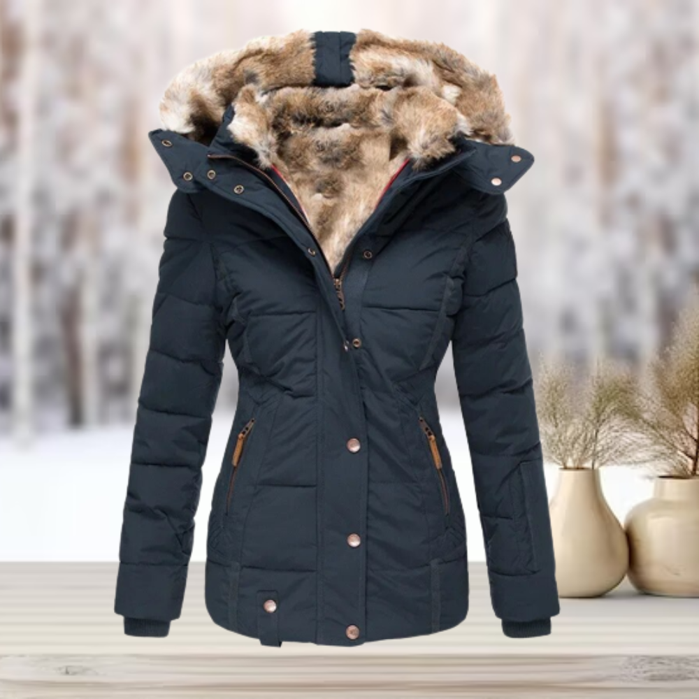 Berta-Minna | Winterjacke mit Knopf- und Reißverschluss und warmem Futter