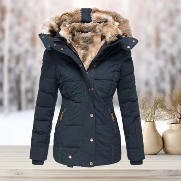 Berta-Minna | Winterjacke mit Knopf- und Reißverschluss und warmem Futter