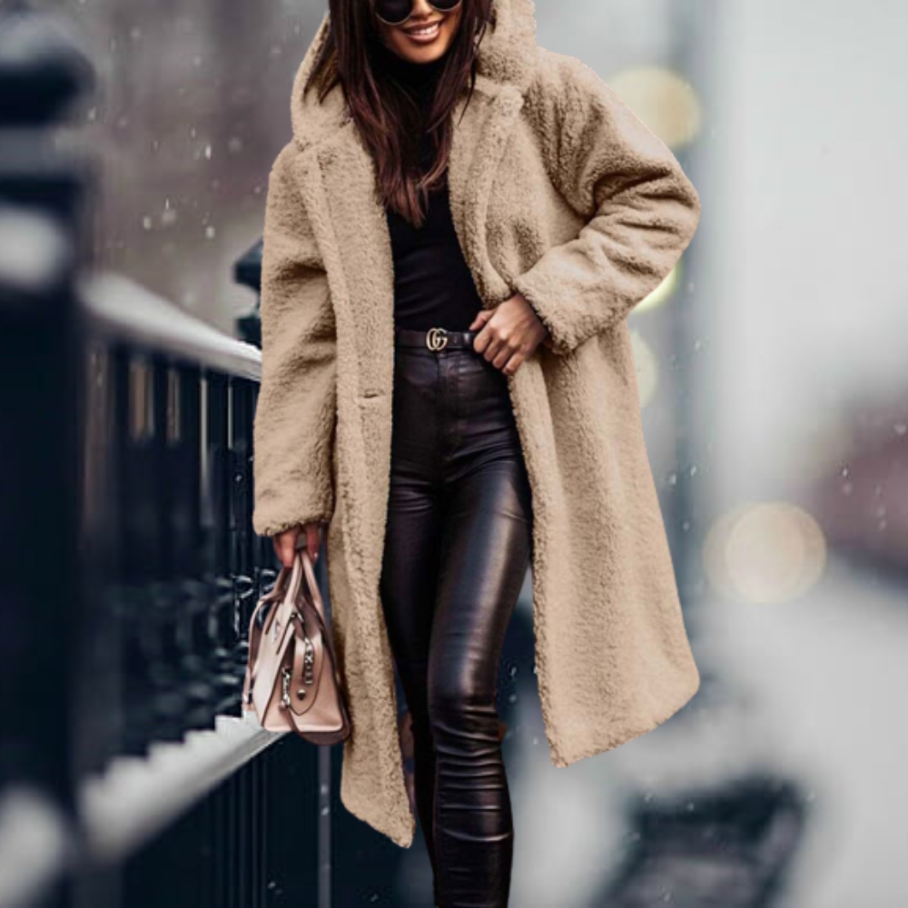 Irma | Lange Übergangsjacke mit Kapuze und warmer Bedeckung