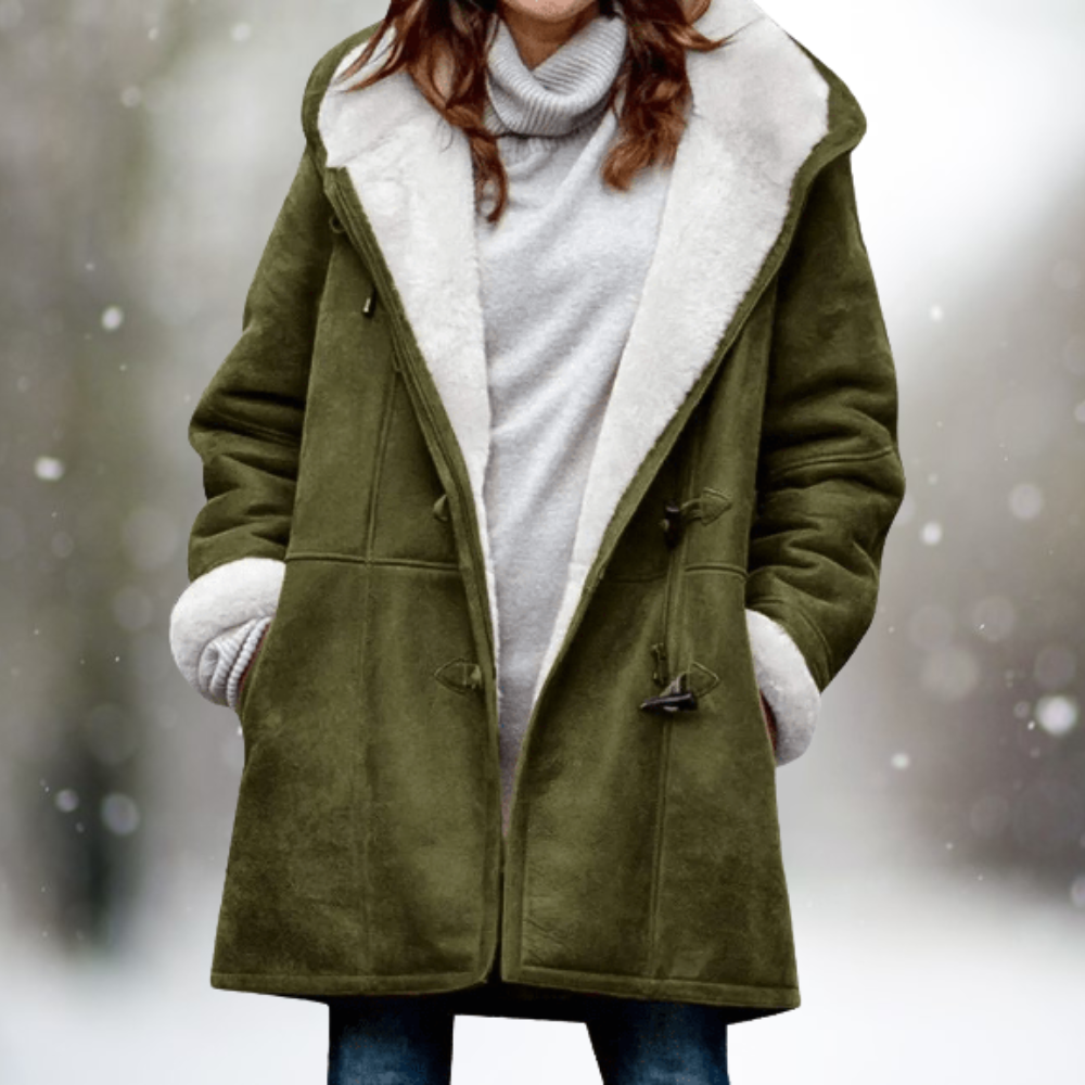 Anne-Line | Wildleder-Winterjacke mit Fleecefutter und warmer Kapuze