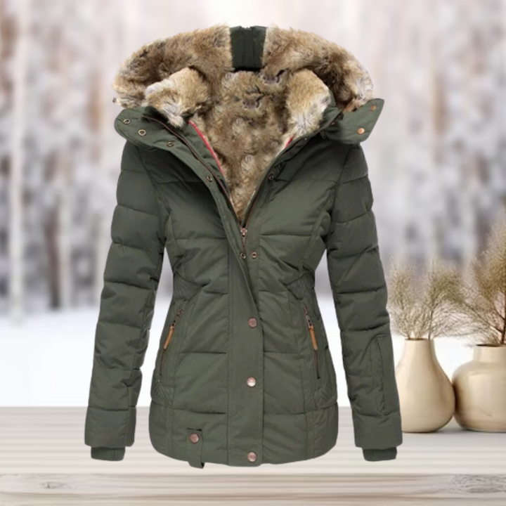 Berta-Minna | Winterjacke mit Knopf- und Reißverschluss und warmem Futter
