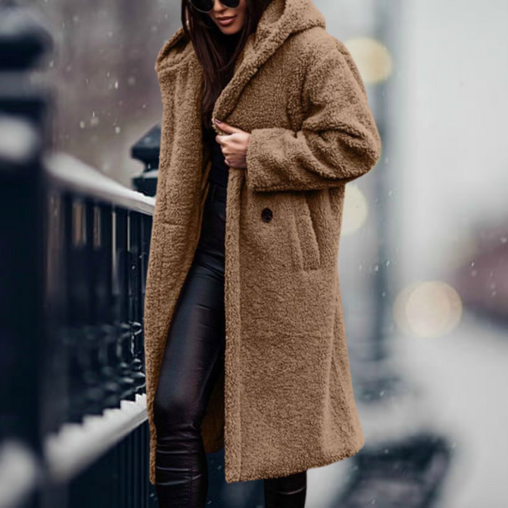 Irma | Lange Übergangsjacke mit Kapuze und warmer Bedeckung