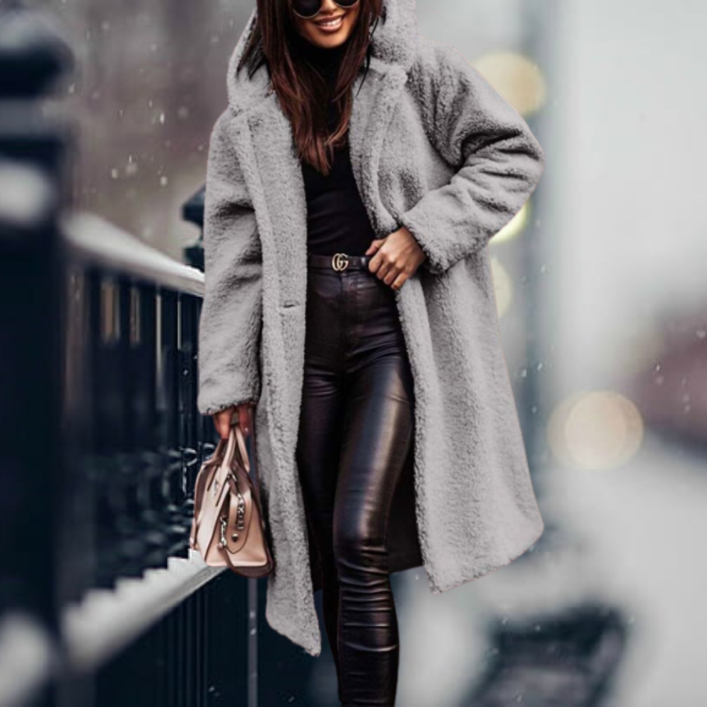 Irma | Lange Übergangsjacke mit Kapuze und warmer Bedeckung