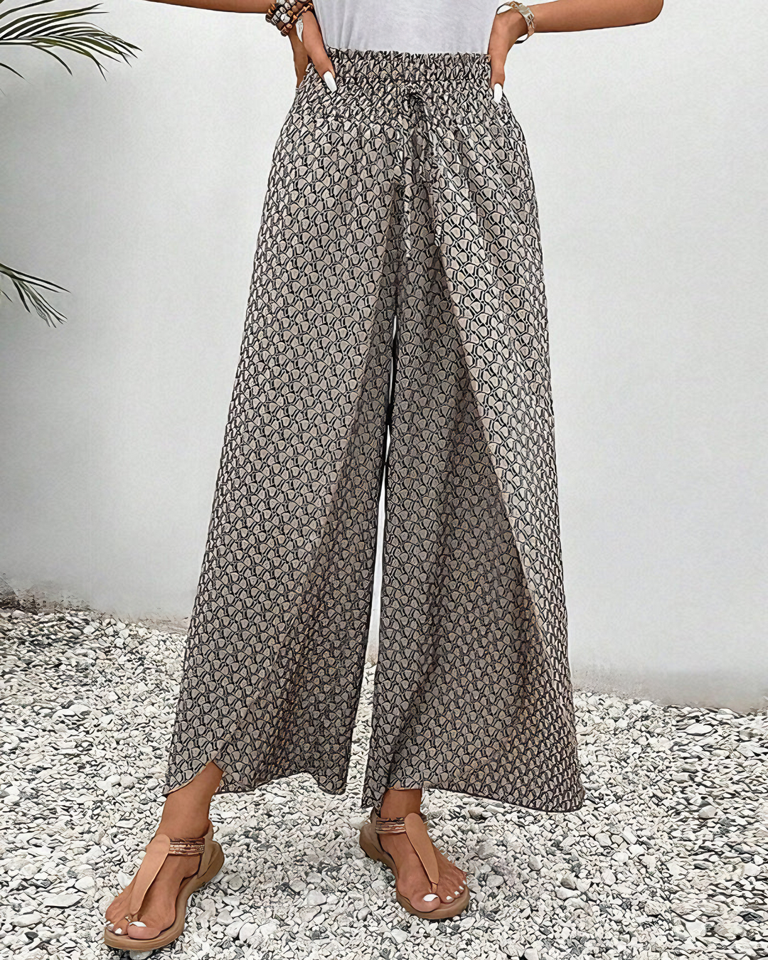 Lizzy | Hose mit weitem Bein und Geometrie-Druck
