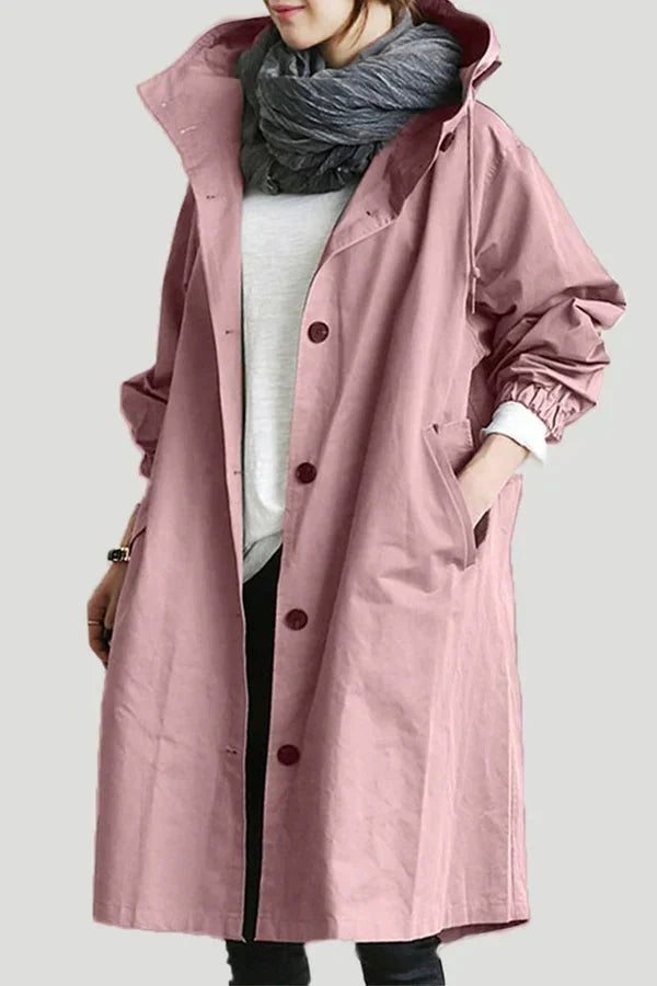 Ingeborg | Regenjacke mit Knopfleiste und verstellbarer Kapuze