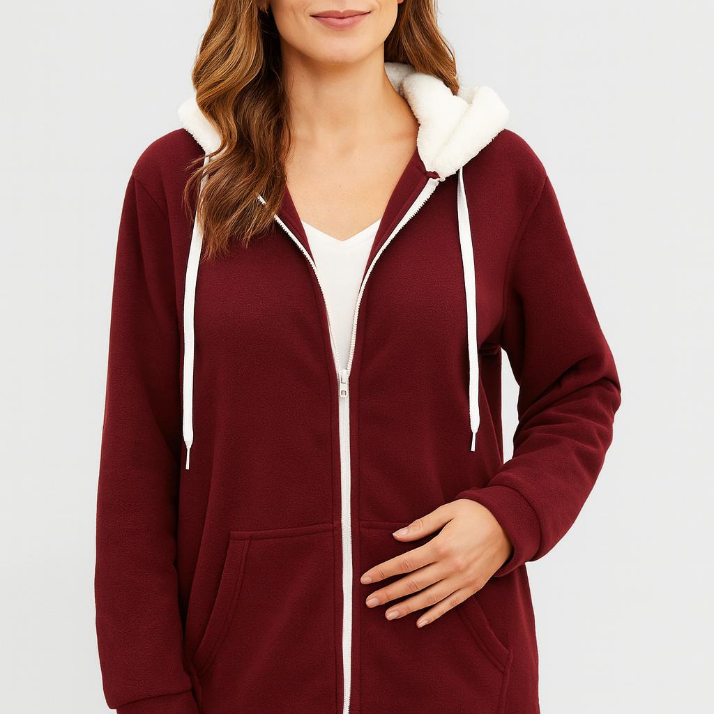 Ingrid | Fleecejacke mit Kapuze und Reißverschluss