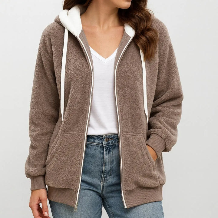 Ingrid | Fleecejacke mit Kapuze und Reißverschluss