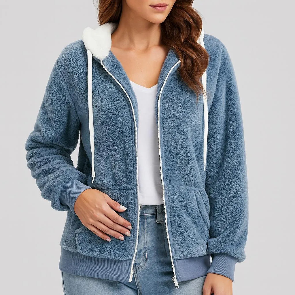 Ingrid | Fleecejacke mit Kapuze und Reißverschluss