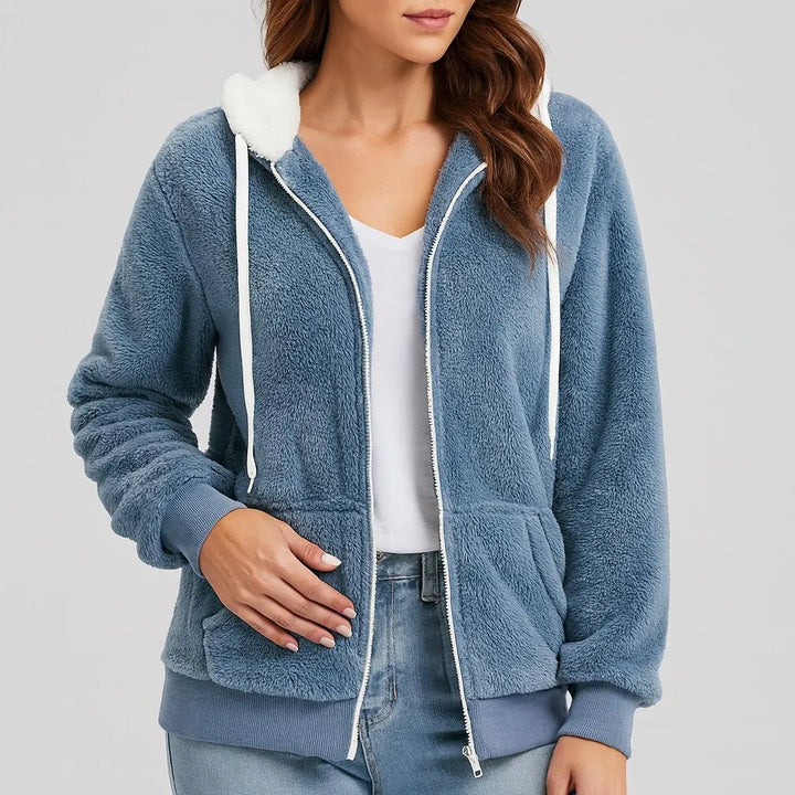 Ingrid | Fleecejacke mit Kapuze und Reißverschluss
