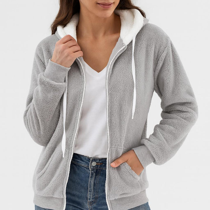 Ingrid | Fleecejacke mit Kapuze und Reißverschluss