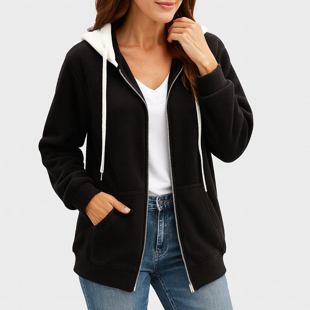 Ingrid | Fleecejacke mit Kapuze und Reißverschluss