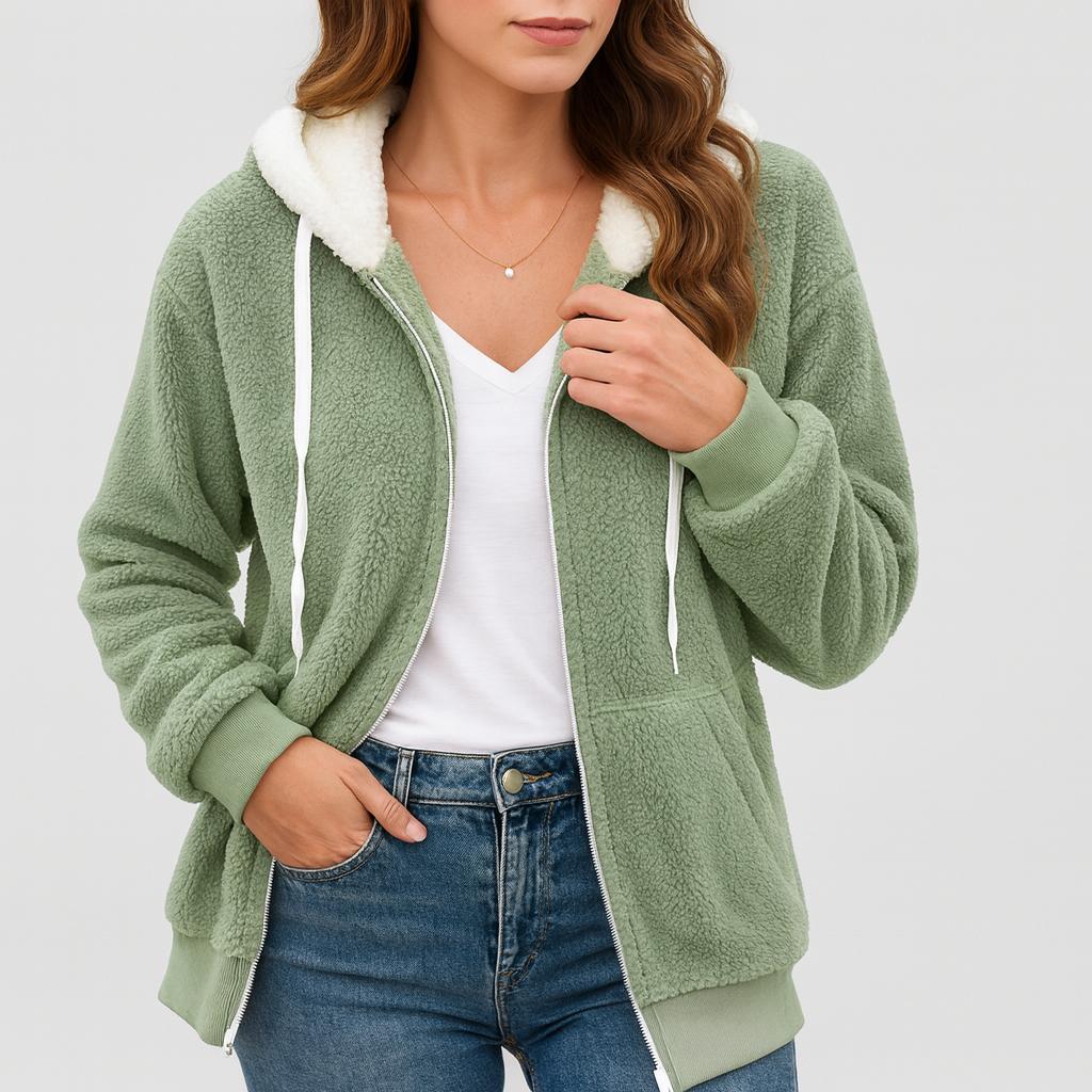 Ingrid | Fleecejacke mit Kapuze und Reißverschluss