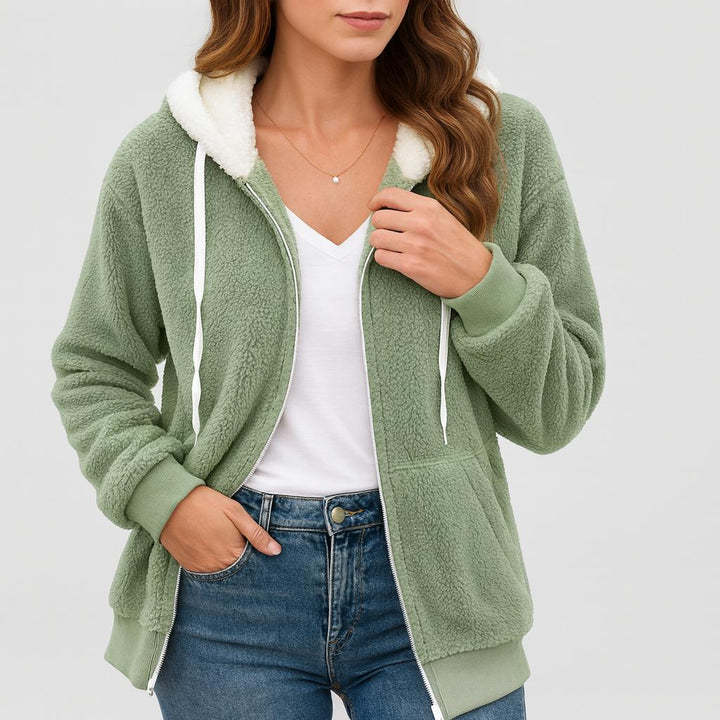 Ingrid | Fleecejacke mit Kapuze und Reißverschluss