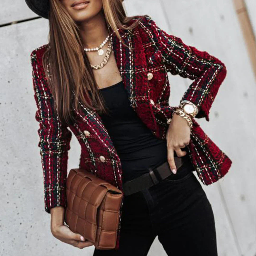 Juliane | Elegante Tweed-Jacke mit Karomuster