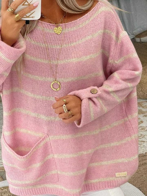 Anne-Lene | Lässiger Strickpullover mit auffälligen Streifen