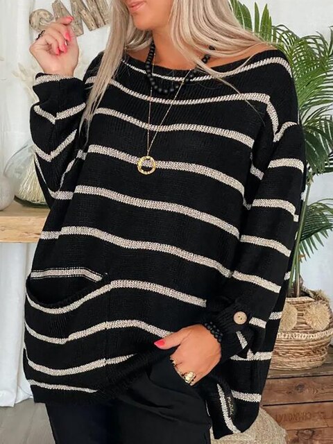 Anne-Lene | Lässiger Strickpullover mit auffälligen Streifen