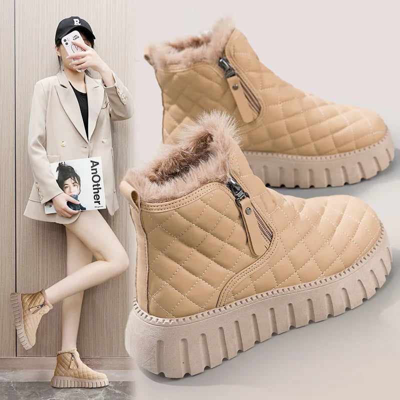 Franziska | Gefütterte Stiefel mit Reißverschluss und wattiertem Design