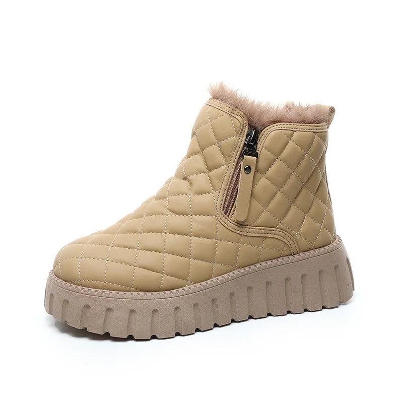 Franziska | Gefütterte Stiefel mit Reißverschluss und wattiertem Design