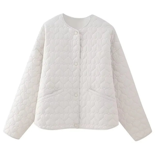 Ottilie | Winterjacke mit gestepptem Herzmuster und praktischen Taschen