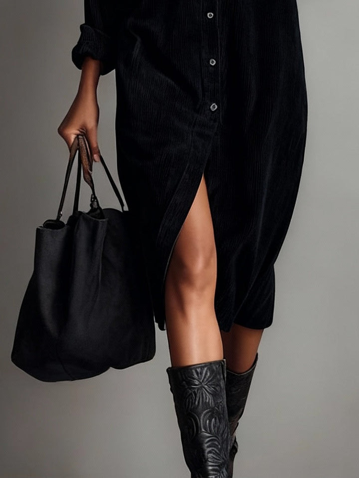 Marie-Luise | Cord-Midikleid mit Taschen
