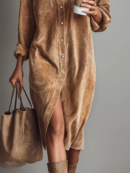 Marie-Luise | Cord-Midikleid mit Taschen