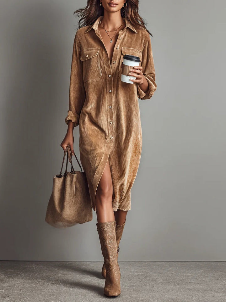 Marie-Luise | Cord-Midikleid mit Taschen