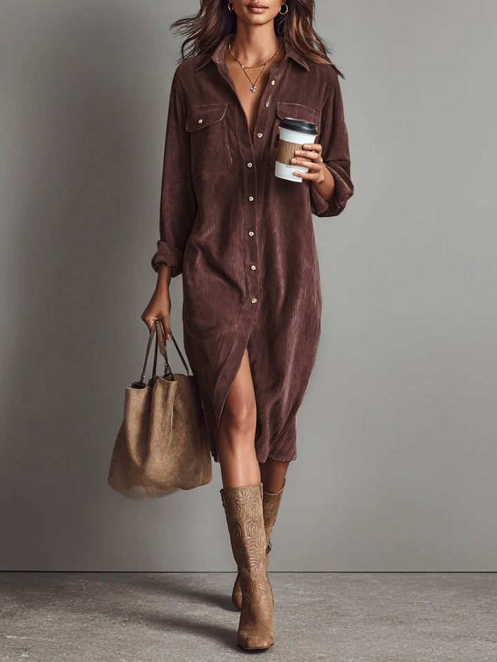 Marie-Luise | Cord-Midikleid mit Taschen