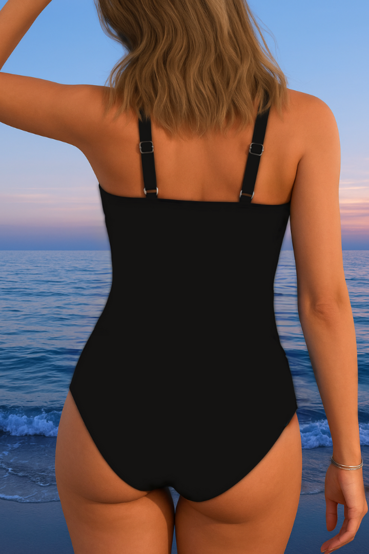 Marie | Eleganter Wickel-Badeanzug mit buntem Print