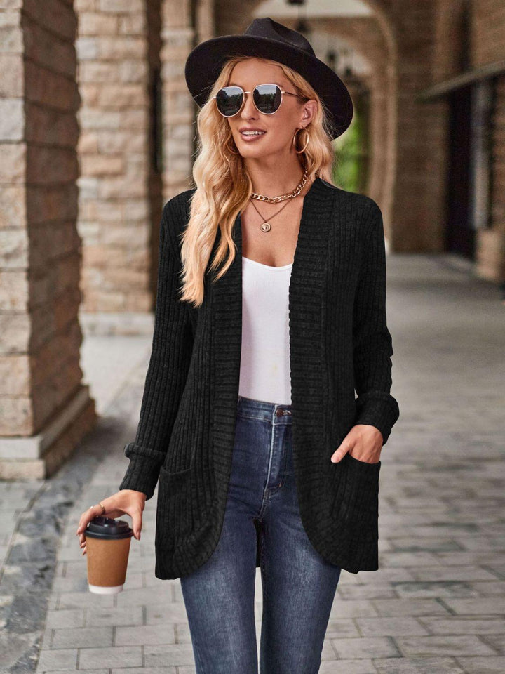 Malwine | Gerippte Strickjacke mit Taschen