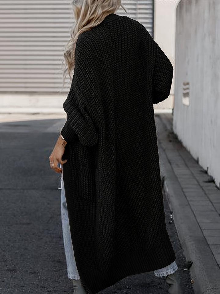 Rosa-Maria | Lange Strickjacke mit fließendem Design und Taschen