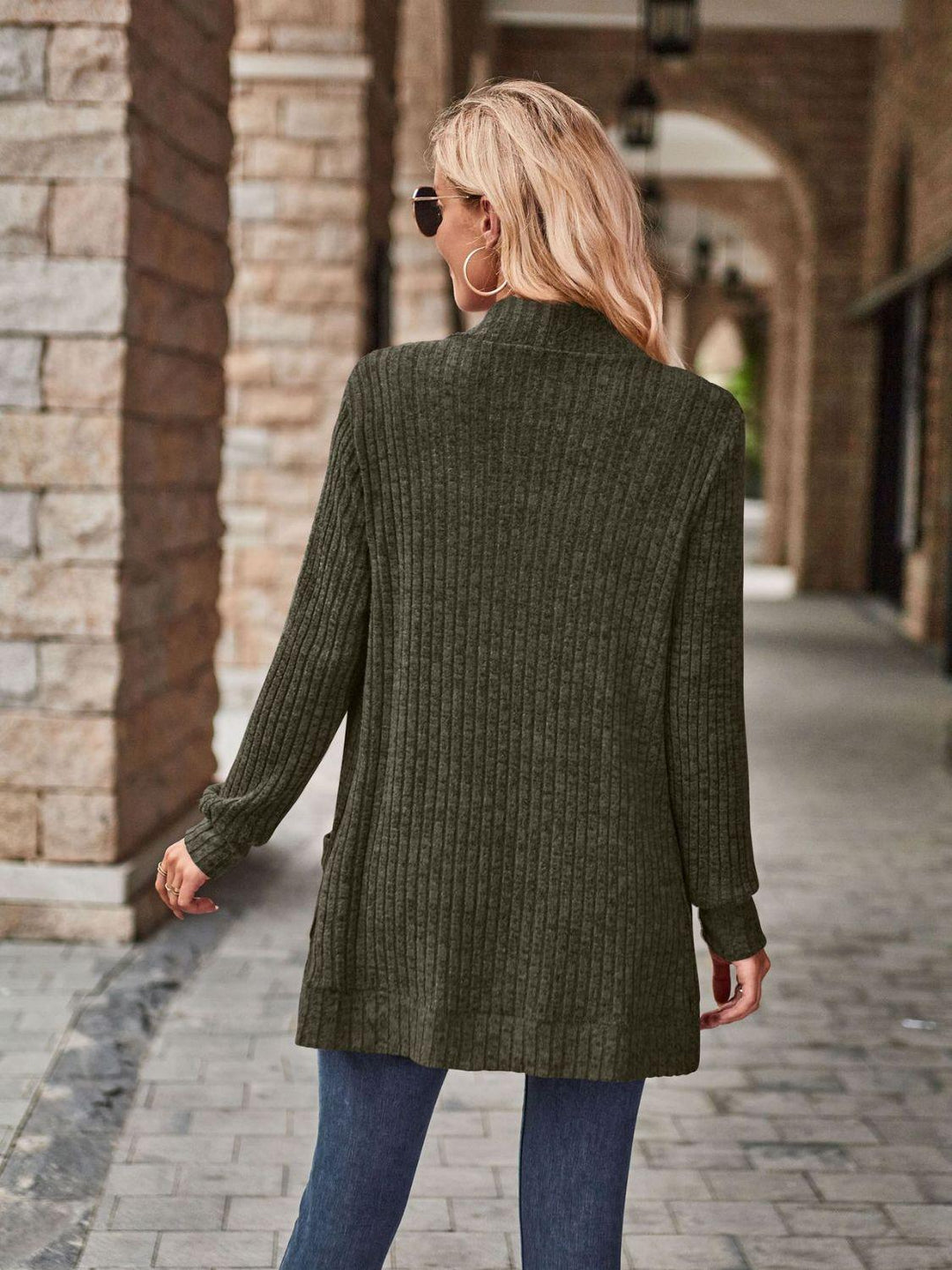 Malwine | Gerippte Strickjacke mit Taschen