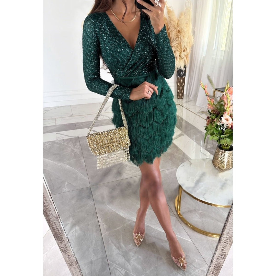 Johanna | Pailletten-Partykleid mit Fransen