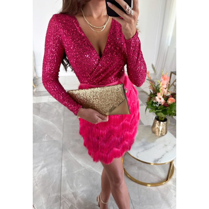Johanna | Pailletten-Partykleid mit Fransen